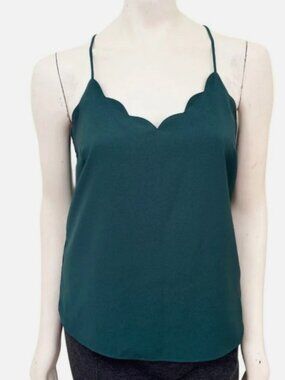 JCrew Scalloped Cami Tank Top Academic Green Size 12